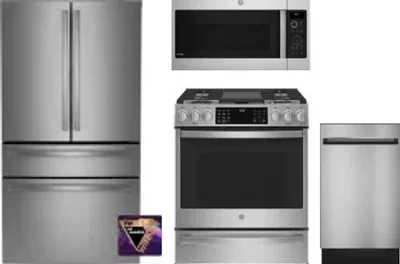 4 Piece Package Includes Refrigerator, Range, Microwave And Dishwasher
